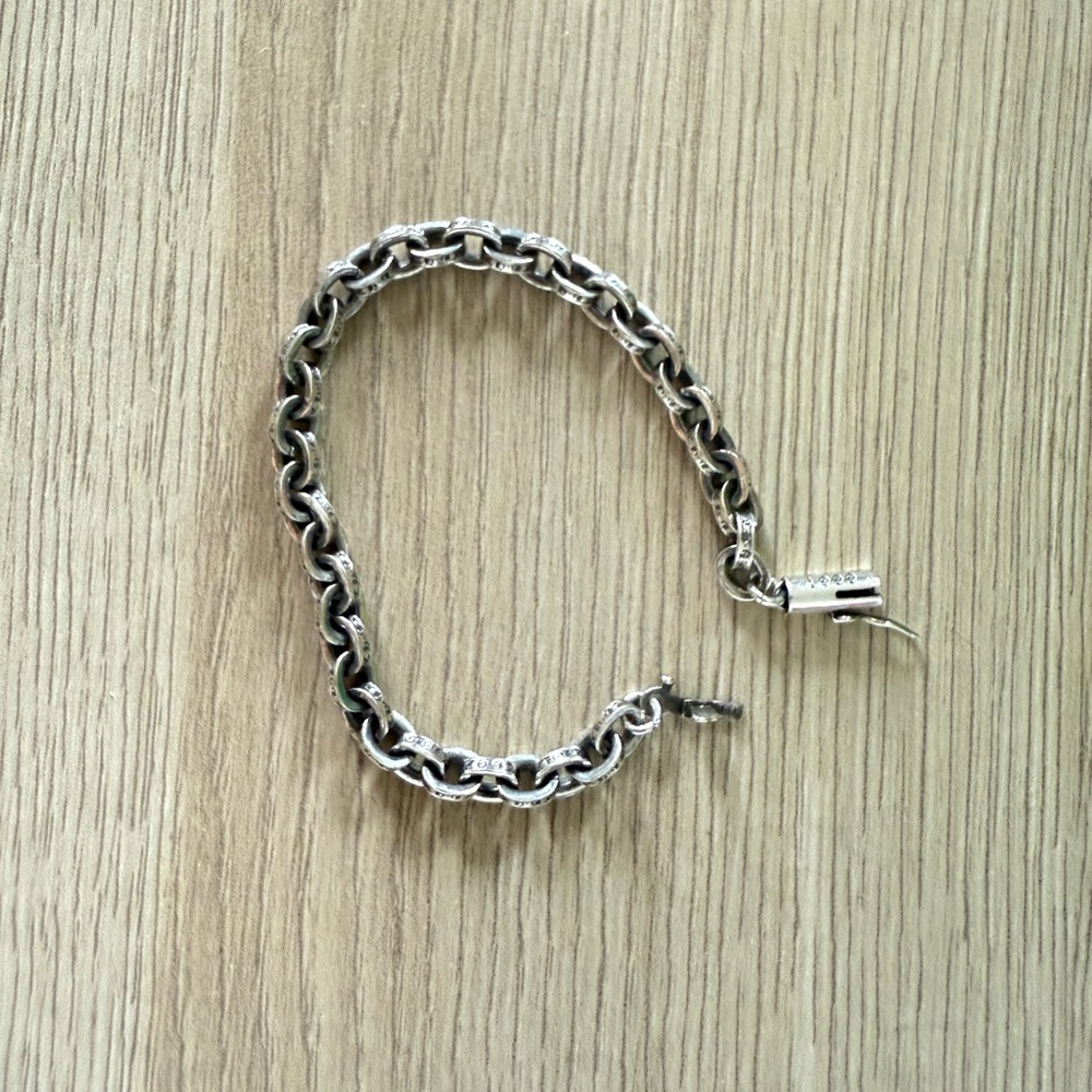 Chrome Heart Inspired Silver Chain Bracelet